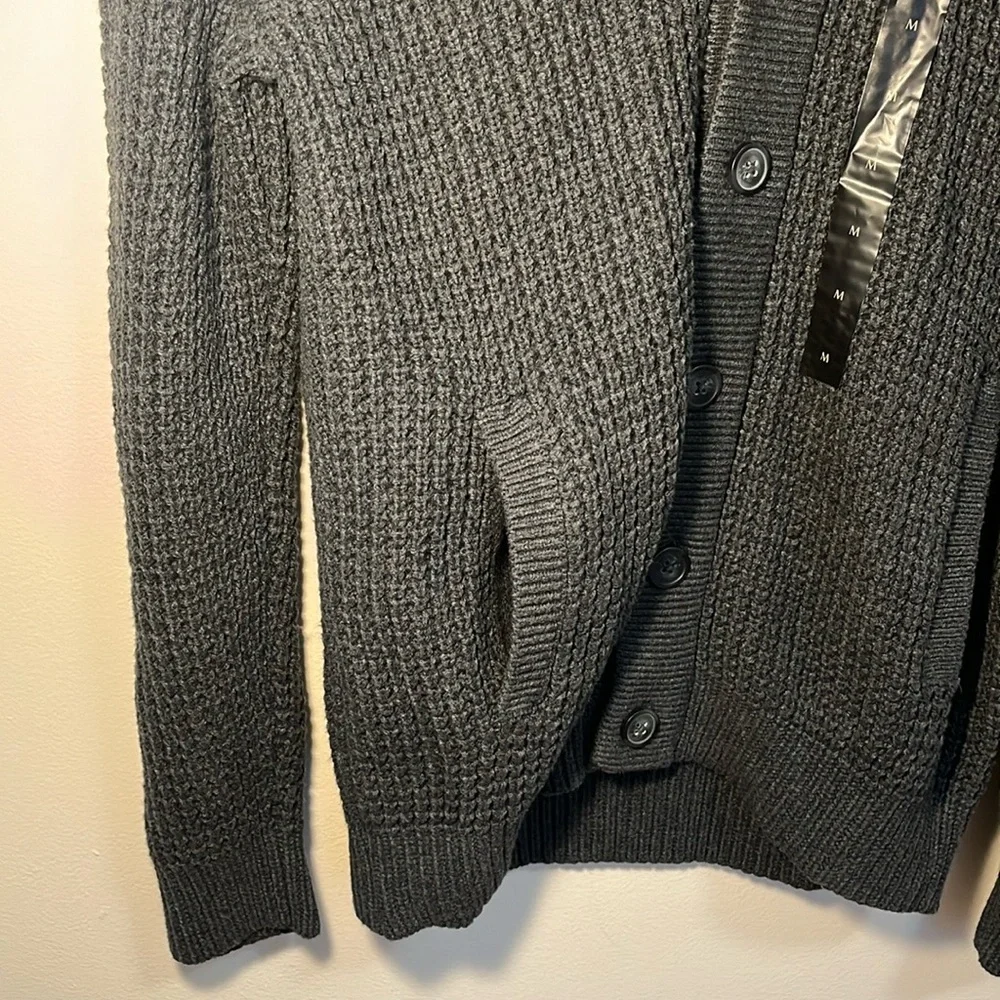 Banana Republic cardigan sweater med gray chunky knit tunic button cotton blend